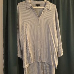 Striped Button Down- 3/4 Sleeve